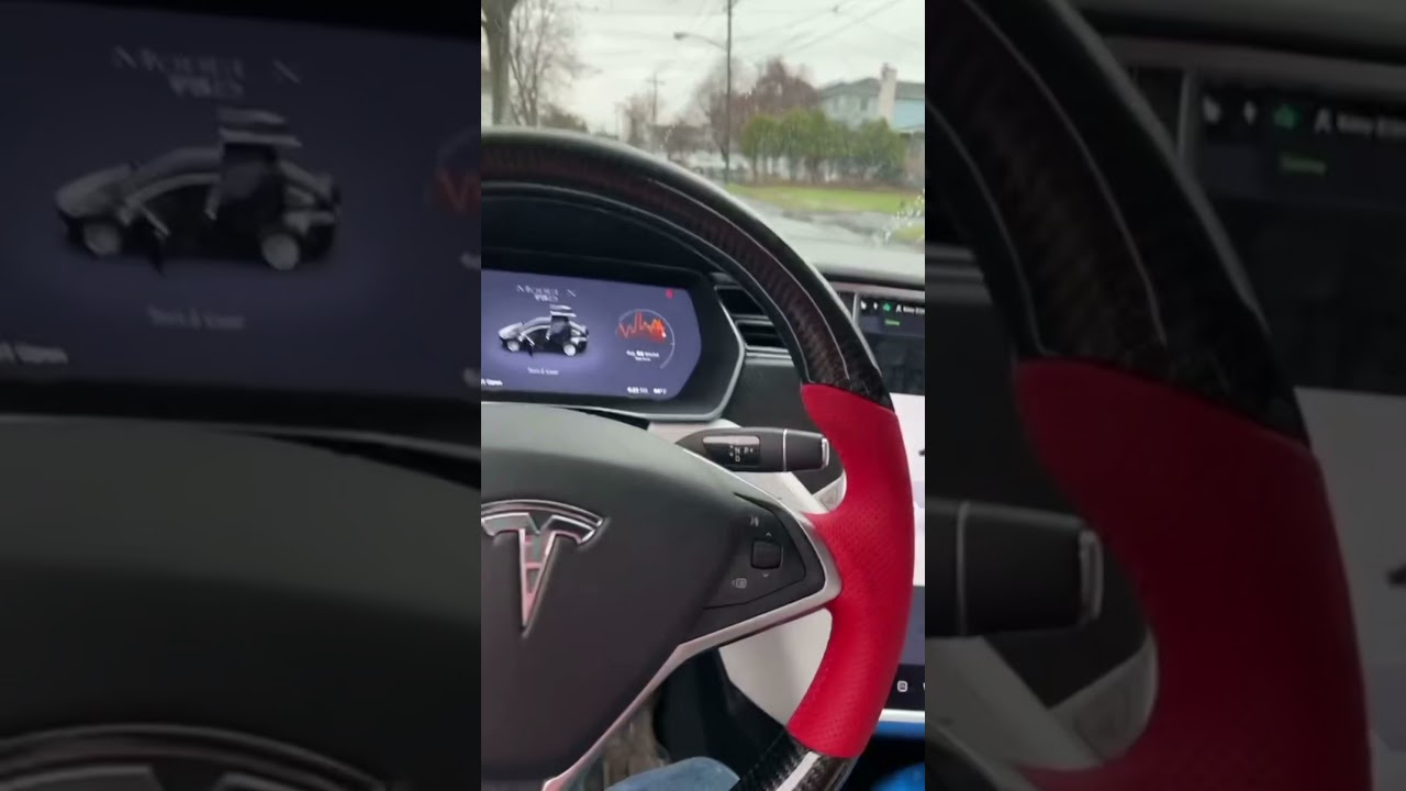 DRIVING A TESLA WITH A PS4 CONTROLLER! – #shorts