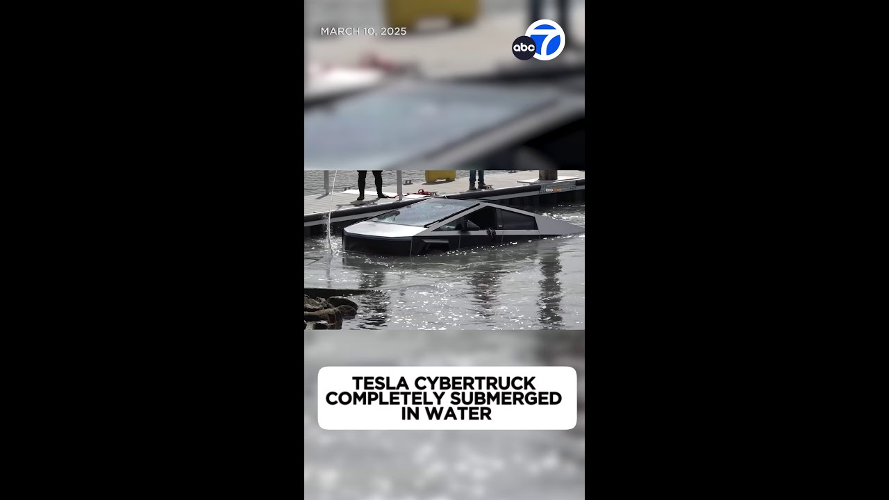 Tesla Cybertruck completely submerged underwater in Ventura Harbor