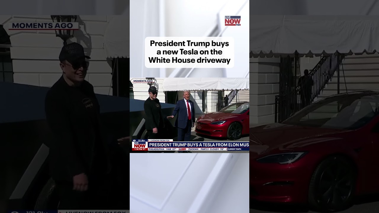 President Trump bought a red Tesla Model S outside the White House during an event with Elon Musk