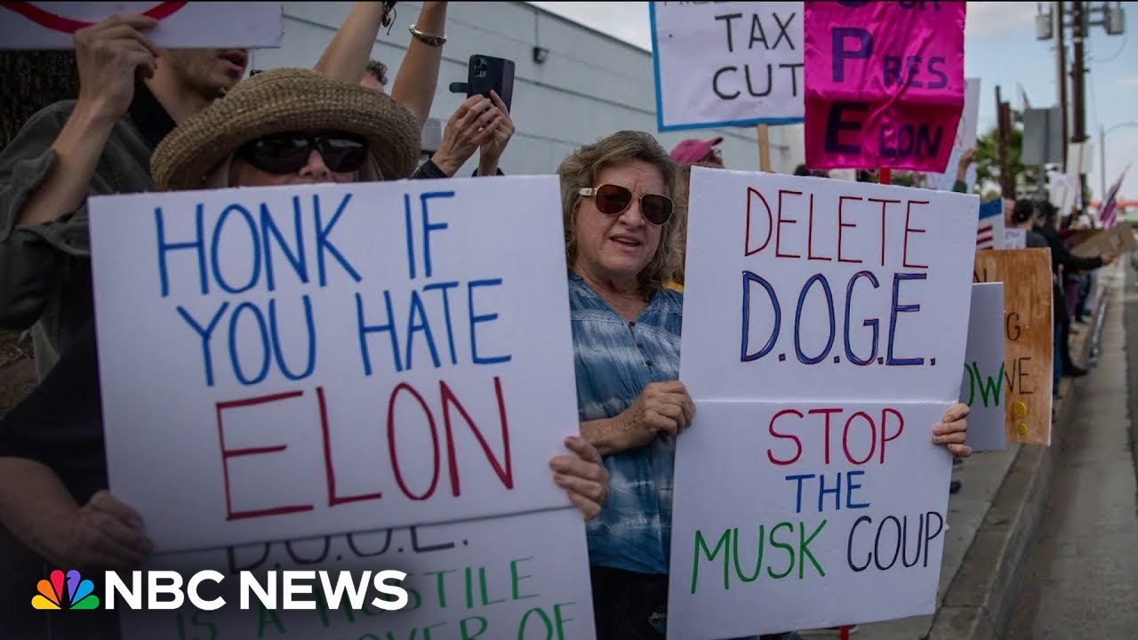 Protestors target Tesla as backlash to Elon Musk’s political power grows