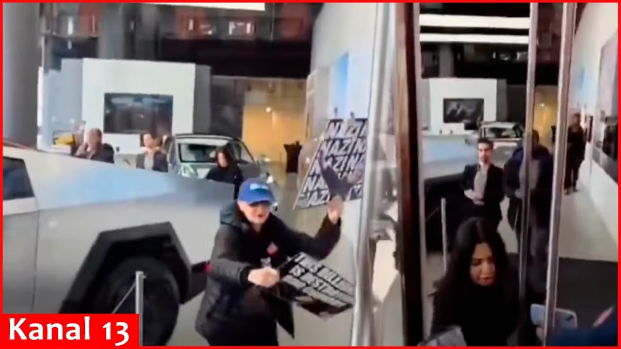 “Nazi billionaire is destroying our country” – People protesting against Musk attack Tesla showroom