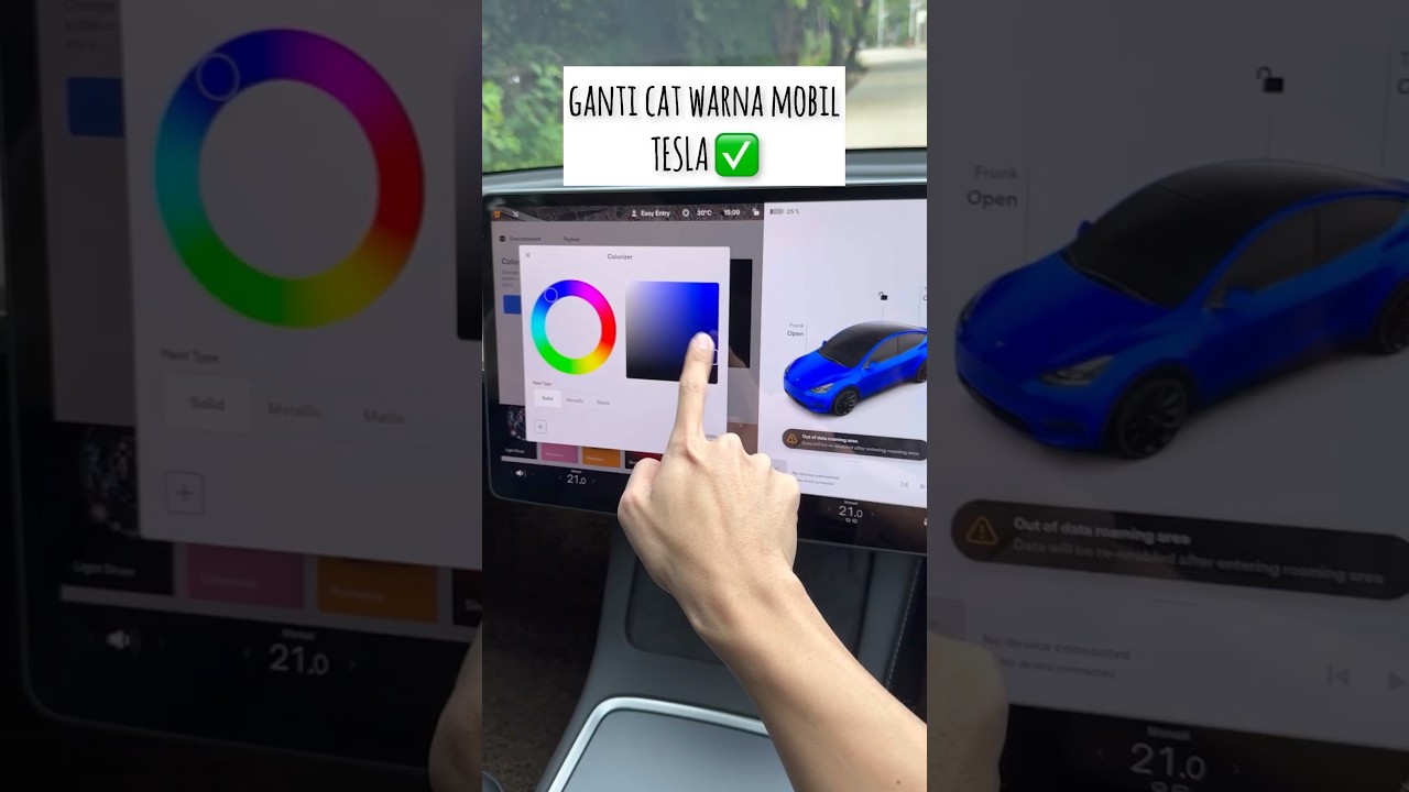 Fitur ganti warna mobil Tesla check !