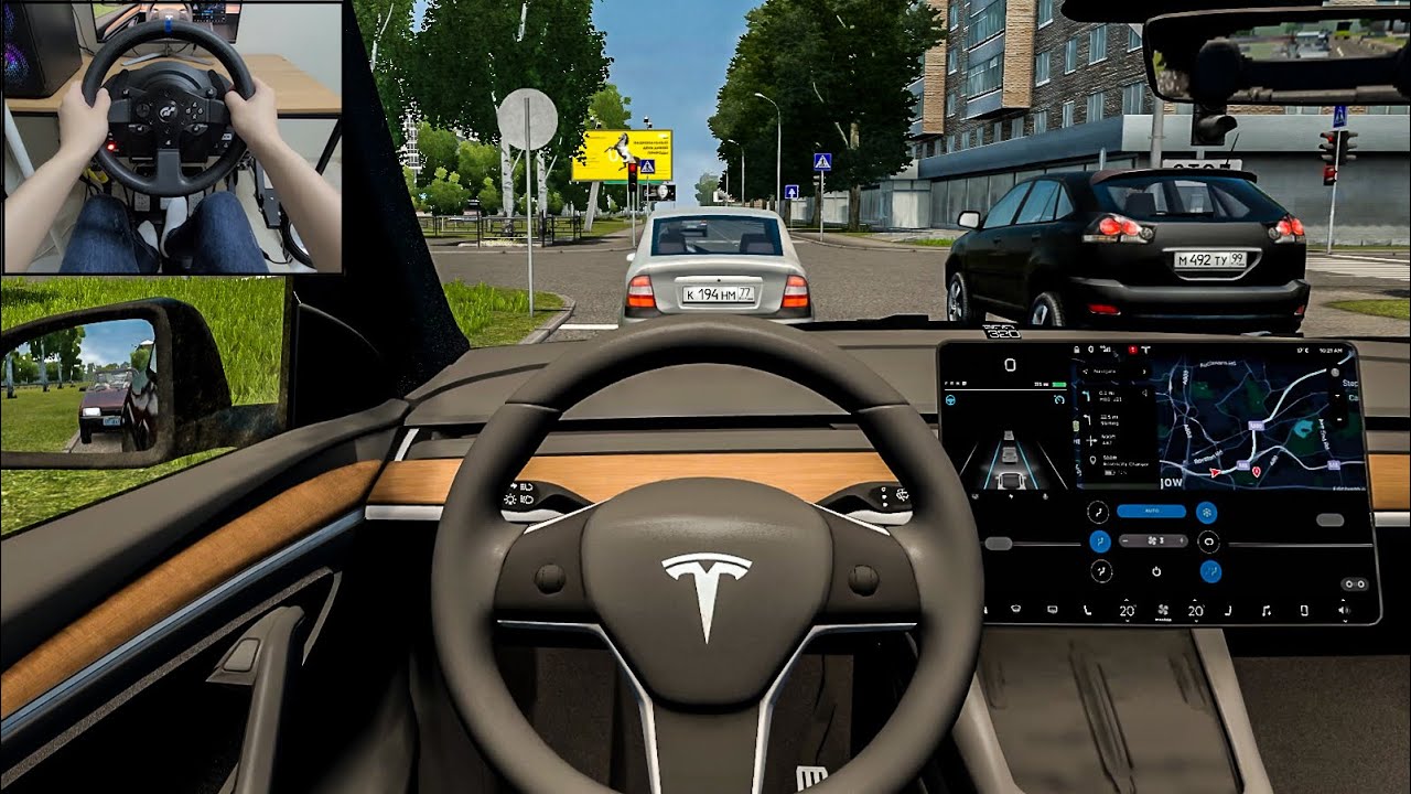 City Car Driving – Tesla Model Y [Steering wheel gameplay]