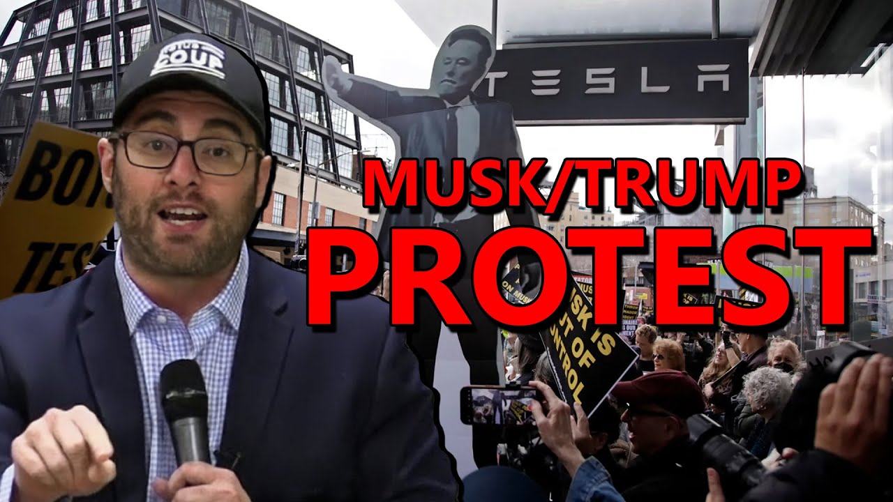 LIVE from BIG Trump-Musk Protest at Tesla in NYC