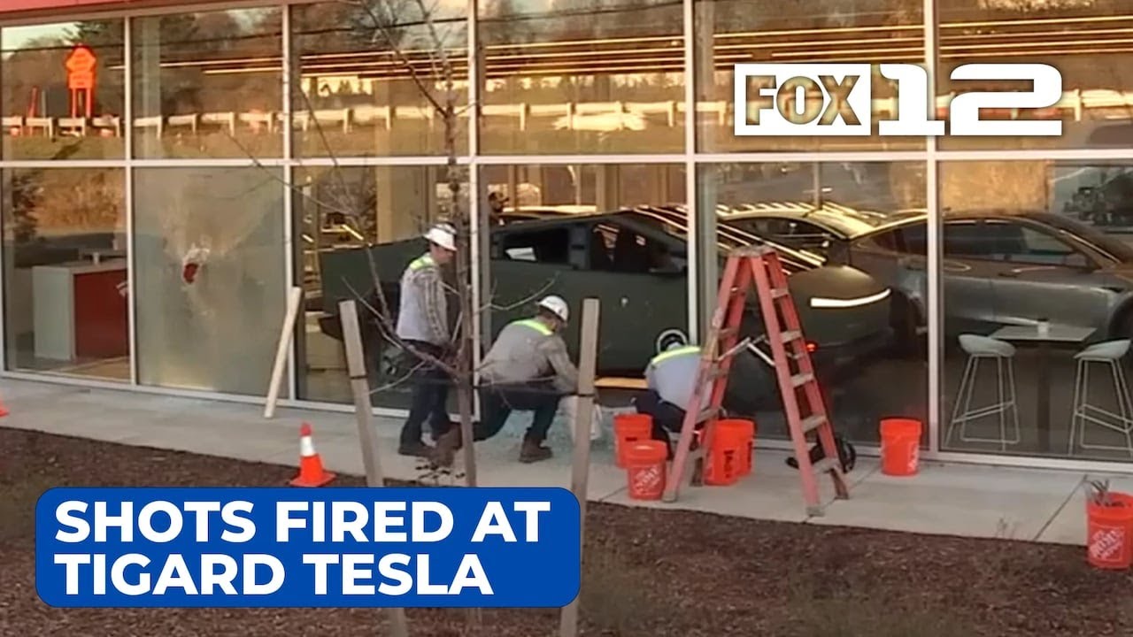 Gunfire damages Tesla dealership, cars in Tigard