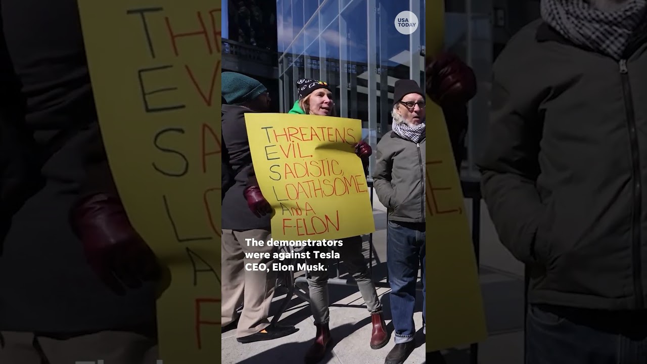 Protesters arrested at Tesla showroom in New York #Shorts