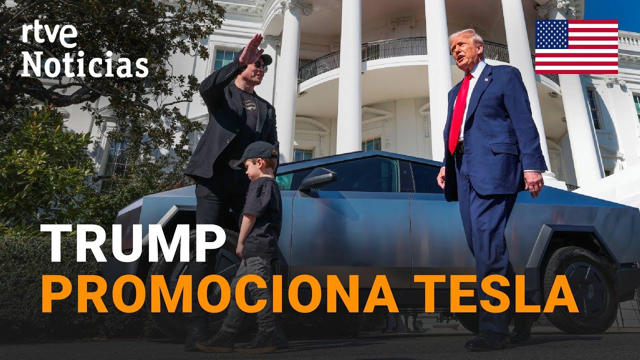 EE.UU.: DONALD TRUMP PROMOCIONA los TESLA de ELON MUSK en el jardín de la CASA BLANCA | RTVE