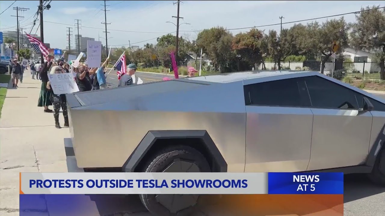 Protests outside Tesla showrooms