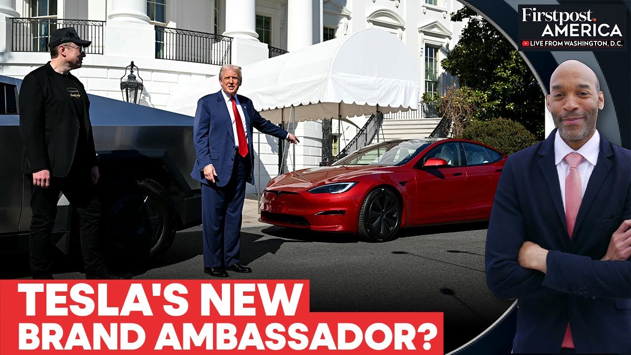 Donald Trump Buys Tesla at White House to Back “Patriot” Elon Musk | Firstpost America | N18G