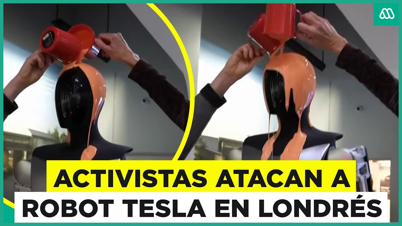 Grupo de activistas atacan a robot Tesla en Londres