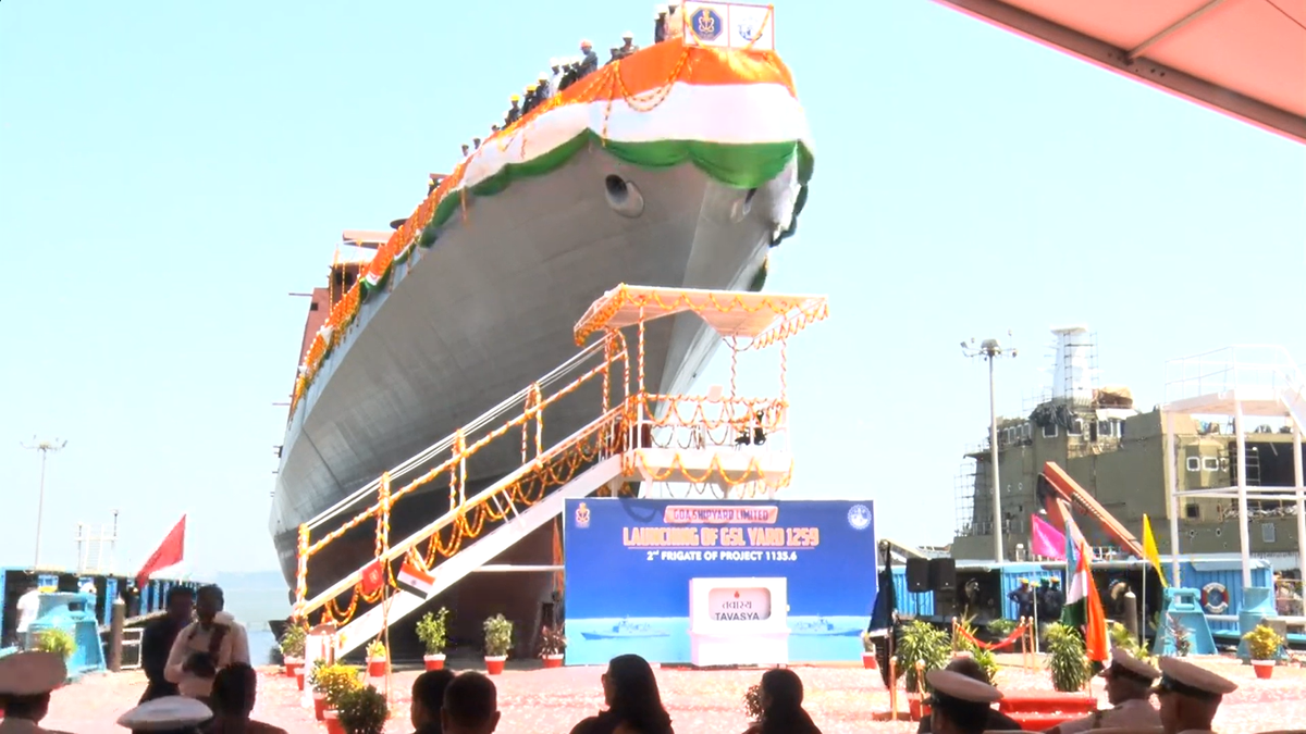 Stealth frigate launched into water at Goa Shipyard